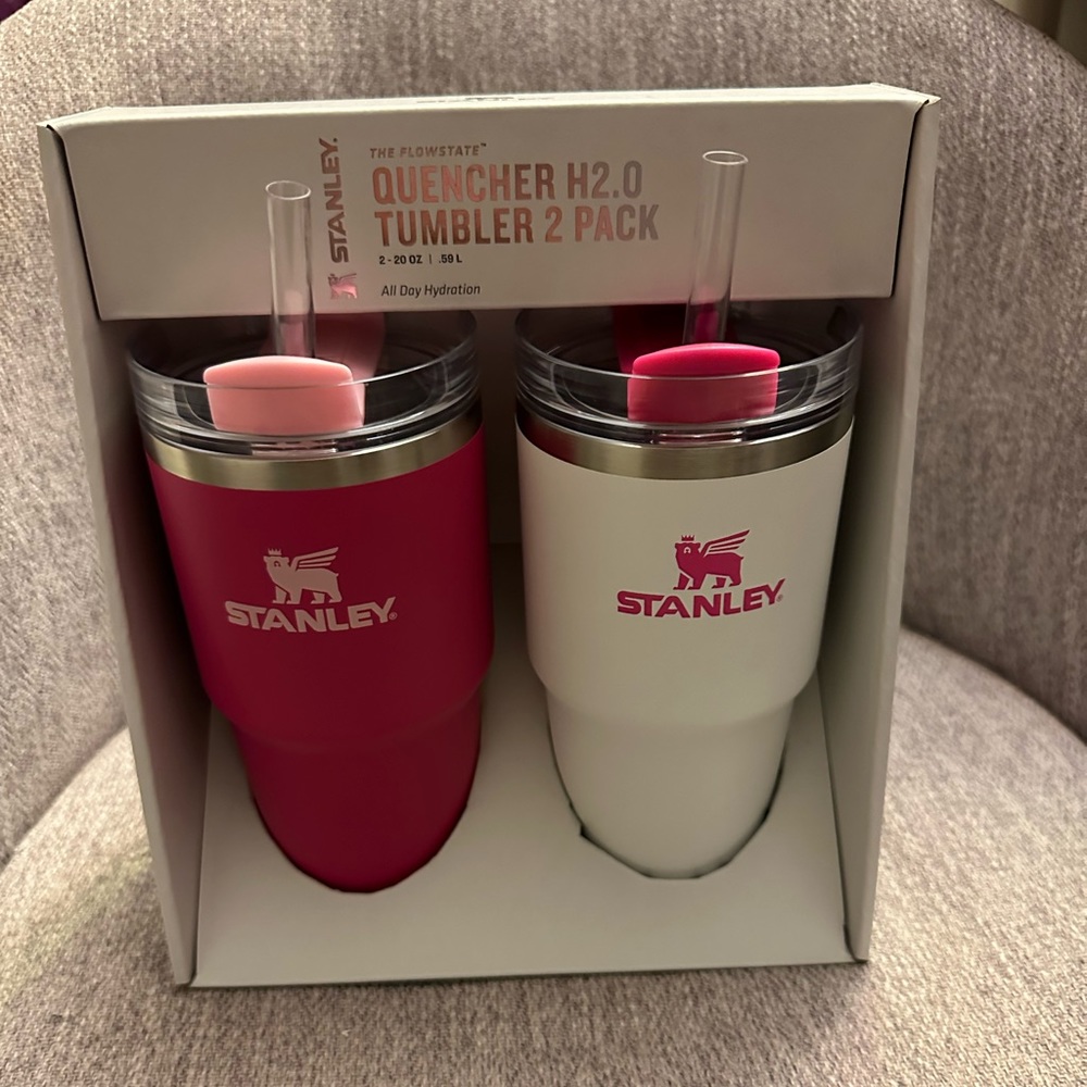 white and pink stanley cup 20 oz